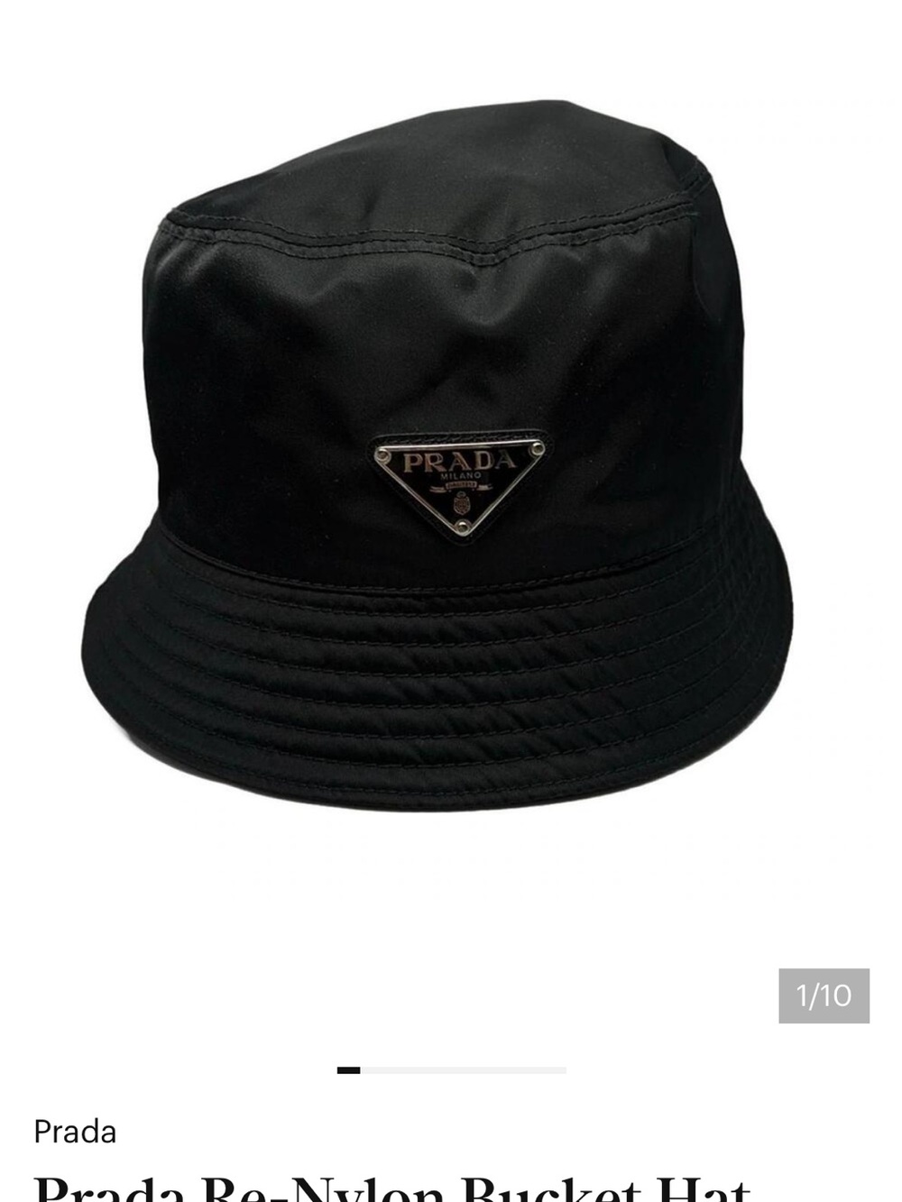 Prada Black Nylon Bucket Hat with Triangular Logo